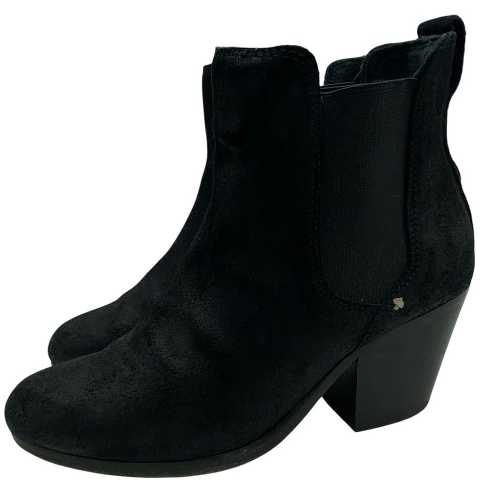 Rag & Bone Womens Shoes Devon Boots Sz 5 Black Leather Ankle Heeled Suede Sleek